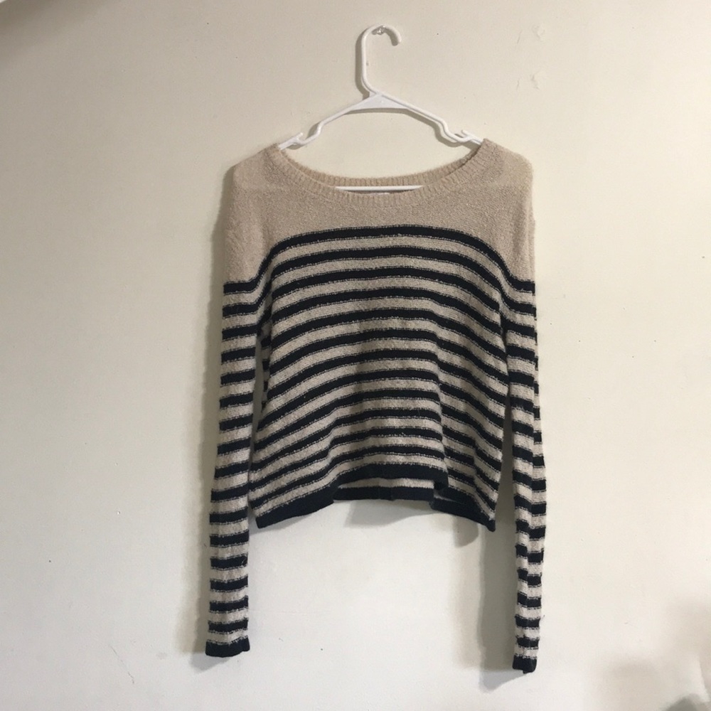 Cream and black striped sweater